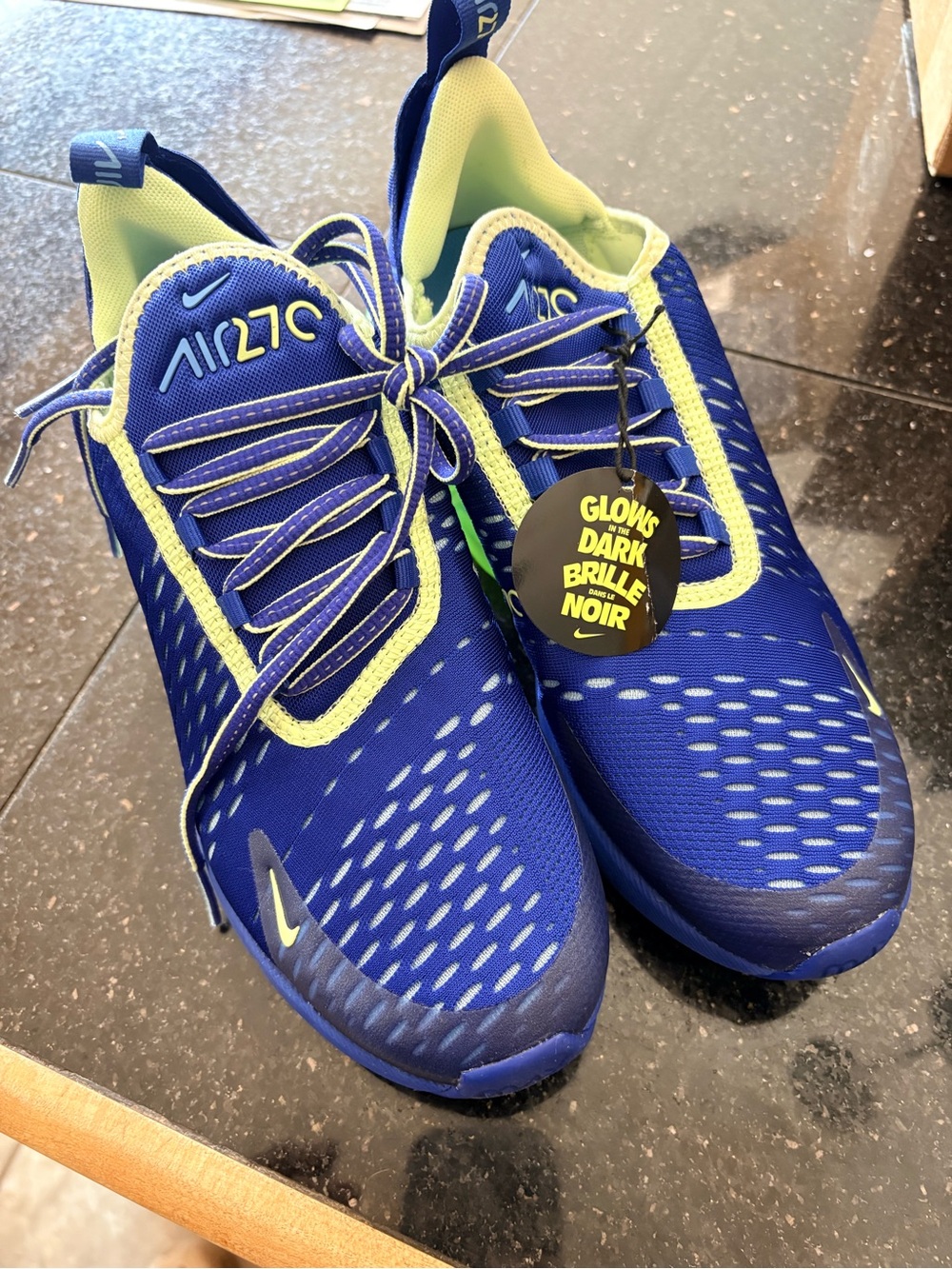 Nike Kids Blue and Neon Green Air270 Sneakers